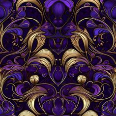 an abstract purple and gold design