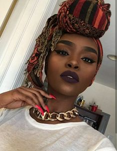 @taraivia Nails Dark Skin, Deep Purple Lipstick, Colorful Lipstick, Best Lipstick Color, Nails Dark, Colors For Dark Skin, Purple Lipstick, Dark Skin Beauty, Best Lipsticks