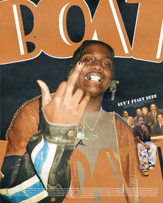 a magazine cover with a man holding his hand up to the camera