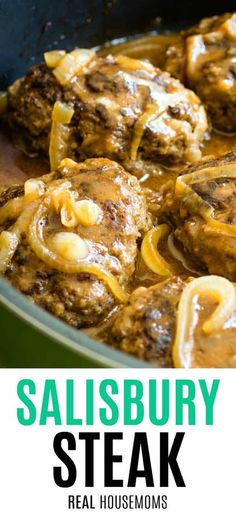 steak with sauce and noodles in a skillet