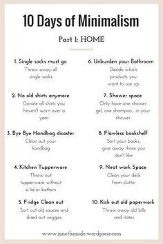 Minimalism Challenge, Becoming Minimalist, House Cleaning Checklist, Vie Motivation, Household Cleaning Tips, Cleaning Checklist, Minimalist Lifestyle, Self Care Activities, House Cleaning Tips