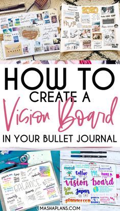 Notebook Vision Board Ideas, Vision Book Ideas Goal Settings, Emotional Vision Board, Vision Board In Planner, Vision Journal Pages, Vision Board In Notebook, Wellness Vision Board Ideas, How To Make A Manifestation Board