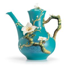 Franz Collection Van Gogh Almond Flower Teapot FZ02568 Lobelia Cardinalis, Flower Teapot, Almond Flower, Porcelain Decor, Van Gogh Museum, Almond Blossom