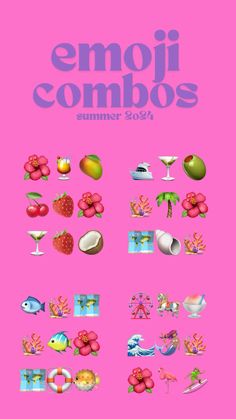 an advertisement for the summer 2013 campaign emoji compos on pink background