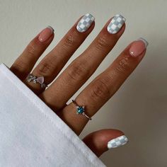 Light Blue Nail Designs, Do It Yourself Nails, Cowboy Nails, Gray Nail, Checkered Nails, Western Nails, Light Blue Nails, Baby Blue Nails, Square Nail Designs