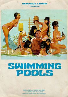 an old movie poster for swimming pools