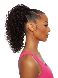 Pristine Ponytail Extension. Deep curly drawstring ponytail. 100% unprocessed human hair. One-piece instant style. Adjustable drawstring with combs. Naturally integrates with your own hair. *Dye, Bleach, Perm Safe. Manufactured by Mane Concept *Natural Black is not suitable for bleaching and dyeing as it has been pre-dyed. Ponytail Extension Hairstyles Black Women, Curly Bundle Ponytail, Curly Ponytail Extension Hairstyles, Human Hair Drawstring Ponytail, Drawstring Ponytail Hairstyles, Pony Tailed Hairstyle Black Women, Poney Tale Hairstyle For Black Women, Natural Ponytails For Black Hair, Grey Hair Ponytail