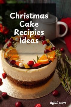 a christmas cake with oranges and cranberries on top