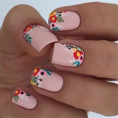 Mexican Nails, Nails Design Ideas, Matte Nails Design, Her Nails, Nails Spring, Spring Nail Art, Square Acrylic Nails, Nail Designs Spring, Floral Nails