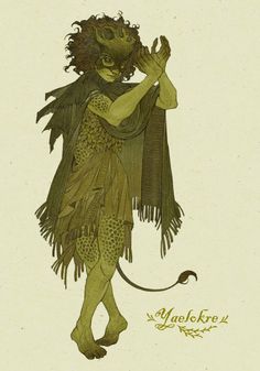 a drawing of a woman dressed as a creature