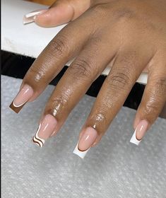 https://pin.it/3cV4FgUiw Simple Nails Gel, Chocolate Nails, White French Tips, Nail Glam, Subtle Nails, Fancy Nails Designs