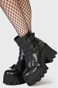 Boots Gothic Women, Plus Size Goth Boots, Spider Web Embroidery, Web Embroidery, Goth Platform Boots, Goth Platforms, Rider Boots, Goth Boots, Platform Boots Chunky