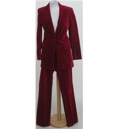 Whistles red velvet trouser suit Trouser Suit, Women's Suits, Velvet Trousers, Get High, Trouser Suits, Dream Wardrobe, Evening Wear, Suits For Women, Red Velvet