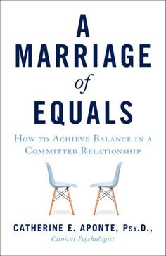 the book cover for a marriage of equals, with two chairs facing each other