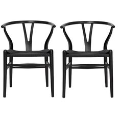 two black chairs sitting next to each other on a white background with the same color scheme