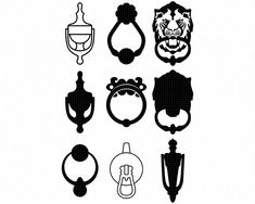 the silhouettes of different items are shown in black and white