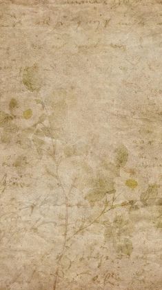 an old textured paper with flowers and leaves painted on the bottom half of it