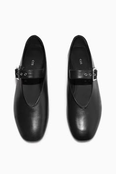 BUCKLED BALLET FLATS - BLACK - Shoes - COS Cos Shoes, Contemporary Ballet, Leather Mary Jane Flats, Loafer Shoes Women, Black Ballet Flats, Mary Jane Flats, Leather Mary Janes, Perfect Shoes