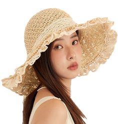 PRICES MAY VARY. Womens Summer Straw Hat --- Fashionable lace straw hat for womens features cute floral brim and classic unique sun hat appearance, which makes you more elegant and charming in summer! Suitable for women girls wearing to enjoy cool! Foldable and Packable --- Womens sun hat is foldable in a compact size, which can be easily carried inside your handbag or beach tote, packable and convenient to carry and absolutely save lots of space. Great for vacation, travel, beach or pool, park Chic Bucket Hat For Beach In Spring, Bohemian Hat For Garden Parties And Beach Season, Chic Spring Bucket Hat For Beach, Beige Straw Hat For Summer Vacation, Chic Spring Bucket Hat For The Beach, Beige Summer Sun Hat In Paper Straw, Chic Spring Beach Bucket Hat, Summer Vacation Beige Straw Hat, Summer Style Beige Sun Hat