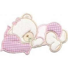 a teddy bear laying on top of a pink heart shaped pillow with gingham fabric