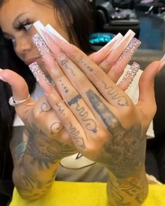 Grunge Nails, Exotic Nails, Long Acrylic Nails Coffin, Tip Nails, Nail Swag, Bling Acrylic Nails, Square Acrylic Nails, Birthday Nails