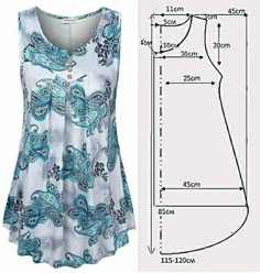 a women's blouse sewing pattern with measurements