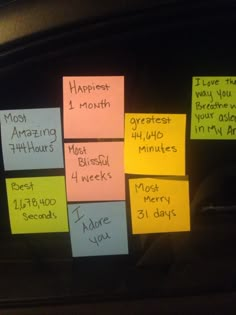 post - it notes with words written on them