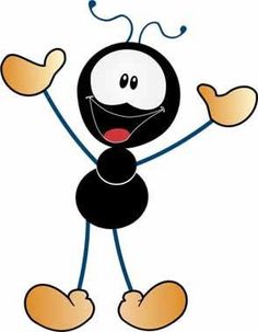 a black and white cartoon character with two hands in the air, smiling at something