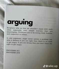 an open book with the words arguing on it