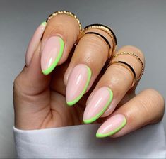 Nails Oval, Nails Green, Oval Nails, Dipped Nails, Fire Nails, Pretty Acrylic Nails