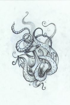 an octopus and anchor tattoo design