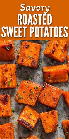 roasted sweet potatoes Meal Recipes Healthy, Savory Sweet Potatoes, Mashed Sweet Potatoes Recipe, Savory Cravings, Savory Sweet Potato Recipes, Roasted Sweet Potato Cubes, Sweet Potato Oven, Sweet Potato Side Dish, Sweet Potato Recipes Roasted