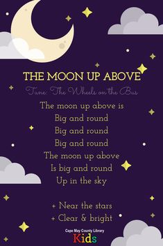 the moon up above poem with stars and clouds