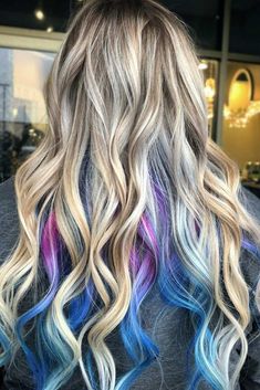 Highlights Hair Basics, Pro Tips And The Best Ideas To Get Inspired ★ Blue Peekaboo, Blonde And Blue Hair, Light Streaks, Amber Hair, Peekaboo Highlights, Hair Color Underneath, Hair Maintenance Tips