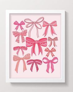 pink bows are arranged in a square white frame