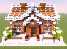 an image of a house made out of legos in the minecraft style with lots of windows