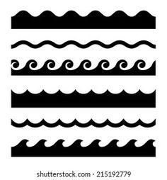 black and white silhouettes of wavy waves on a white background stock photo - 9579