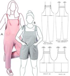 a woman's overalls and shorts sewing pattern