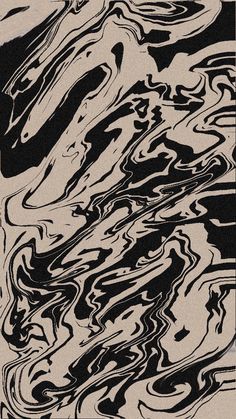 an abstract black and white painting with wavy lines