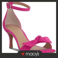 in stock Hot Pink Bow Heels, Pink Ankle Strap Sandals With 4-inch Heel, Pink Kitten Heels With 4-inch Heel For Spring, Bridal Wedges, Pink Open Toe Mules With 4-inch Heel, Pink Strappy Sandals With 4-inch Heel, Wedding Slippers, Bow Sandals, Sneaker Dress Shoes