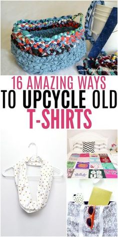 several different ways to upcycle old t - shirts