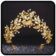 PRICES MAY VARY. Bridal headband makes alloy and rhinestone,this wedding practicality and aesthetics. Gold leaf headband is a classically beautiful Golden leaf themed headband decorative accessories.Comfortable to wear and suitable for most women. Wedding beads headband are golden leaves and beads together form a ring of gold leaf headpiece,making you look charming and elegant. One size fits all women and girls. Some shining crystal rhinestones decorated on the headband, very delicate and attrac Crown And Tiara, Beads Headband, Gold Leaf Crown, Gold Leaf Headband, Headband Wedding Hair, Leaf Headband, Leaf Headpiece, Crown Headpiece, Rhinestone Headpiece