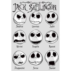 an image of jack skellingon faces on a t - shirt with different expressions