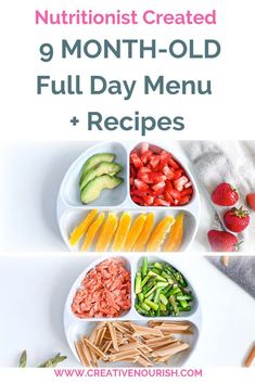 a white plate topped with fruit and veggies next to a bowl filled with strawberries