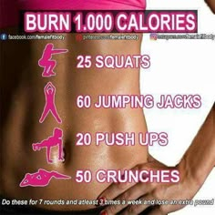 a woman's stomach with the words burn 100 calories and 25 squats