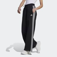 Shop for Black Essentials 3-Stripes French Terry Wide Joggers at adidas.co.uk! Free Shipping Options & 30 Day Returns at the official adidas online store. Jogging Adidas, Mens Scarf Fashion, Tomboy Outfit, Adidas Hose, French Terry Pants, Fashion Athleisure, Sport Nike, Pants Adidas, Comfort Fashion