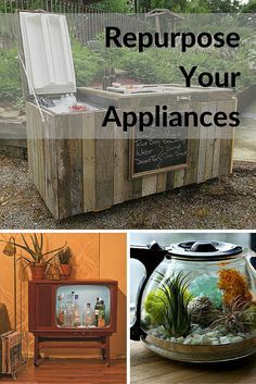 there are four pictures with the words repurpose your appliances