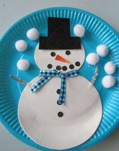 a paper plate with a snowman on it