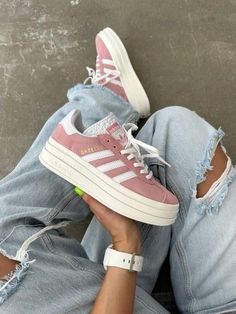 Pink Adidas Women’s Gazelles Vivienne Westwood Shoes, Pretty Sneakers, Trendy Shoes Sneakers, Adidas Shoes Women, Fresh Shoes, Hype Shoes