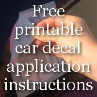 a hand holding a piece of paper with the words free printable car decal application instructions